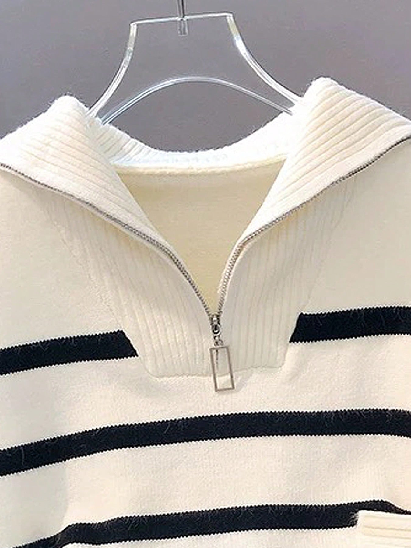 New Autumn/Winter Women Striped Crew Neck All-Match Sweater, Fashionable & Simple Pullover Design,Long Sleeve Tops